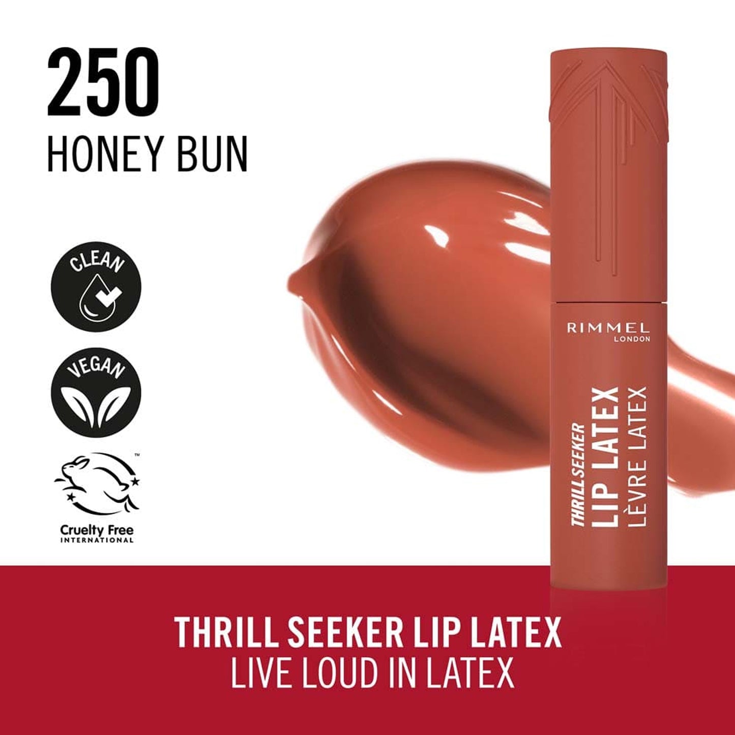Rimmel Thrill Seeker Lip Latex Liquid Lipstick 250 Honey Bun 1 Piece
