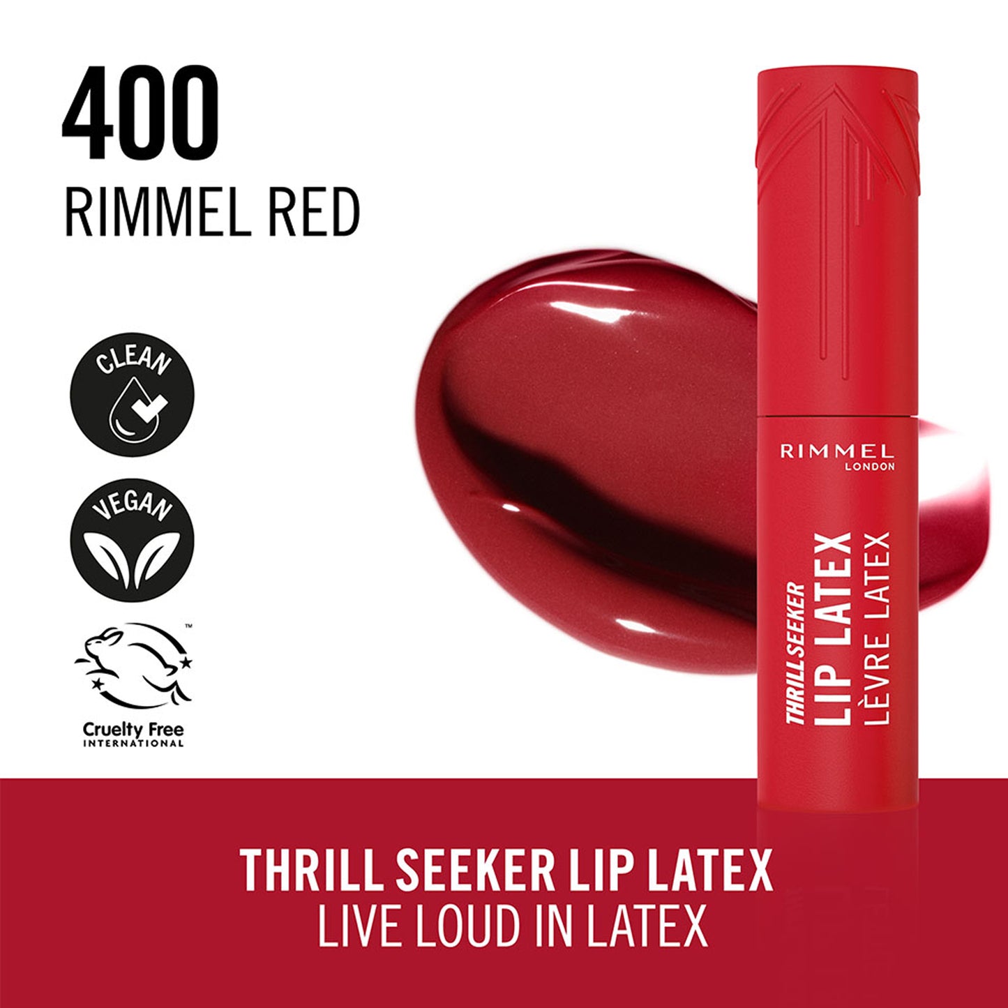 Rimmel Thrill Seeker Lip Latex Liquid Lipstick 400 Rimmel Red 1 Piece