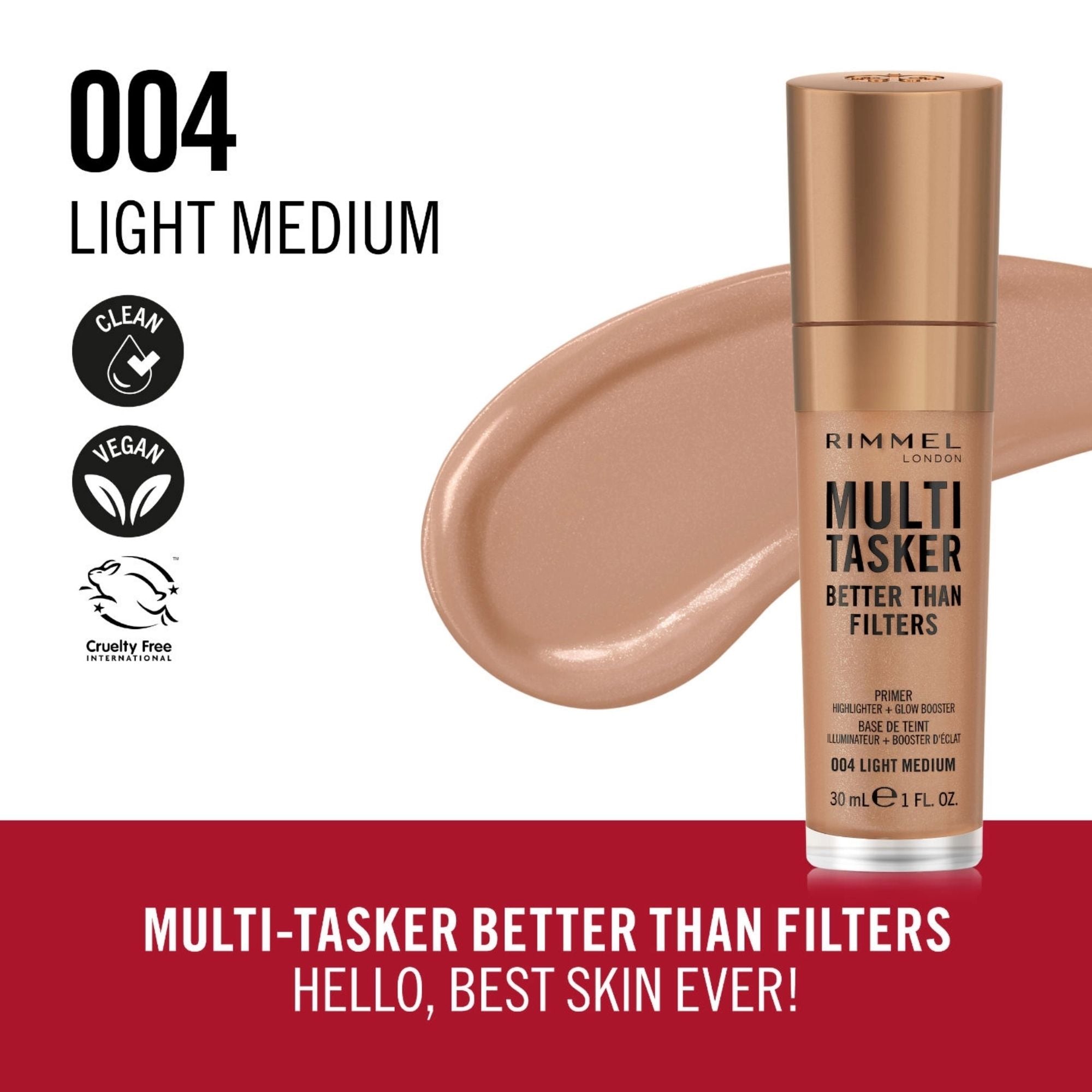 Rimmel Multi Tasker Better Than Filters Primer Highlighter+Glow Booster 004 Light Medium 30ml