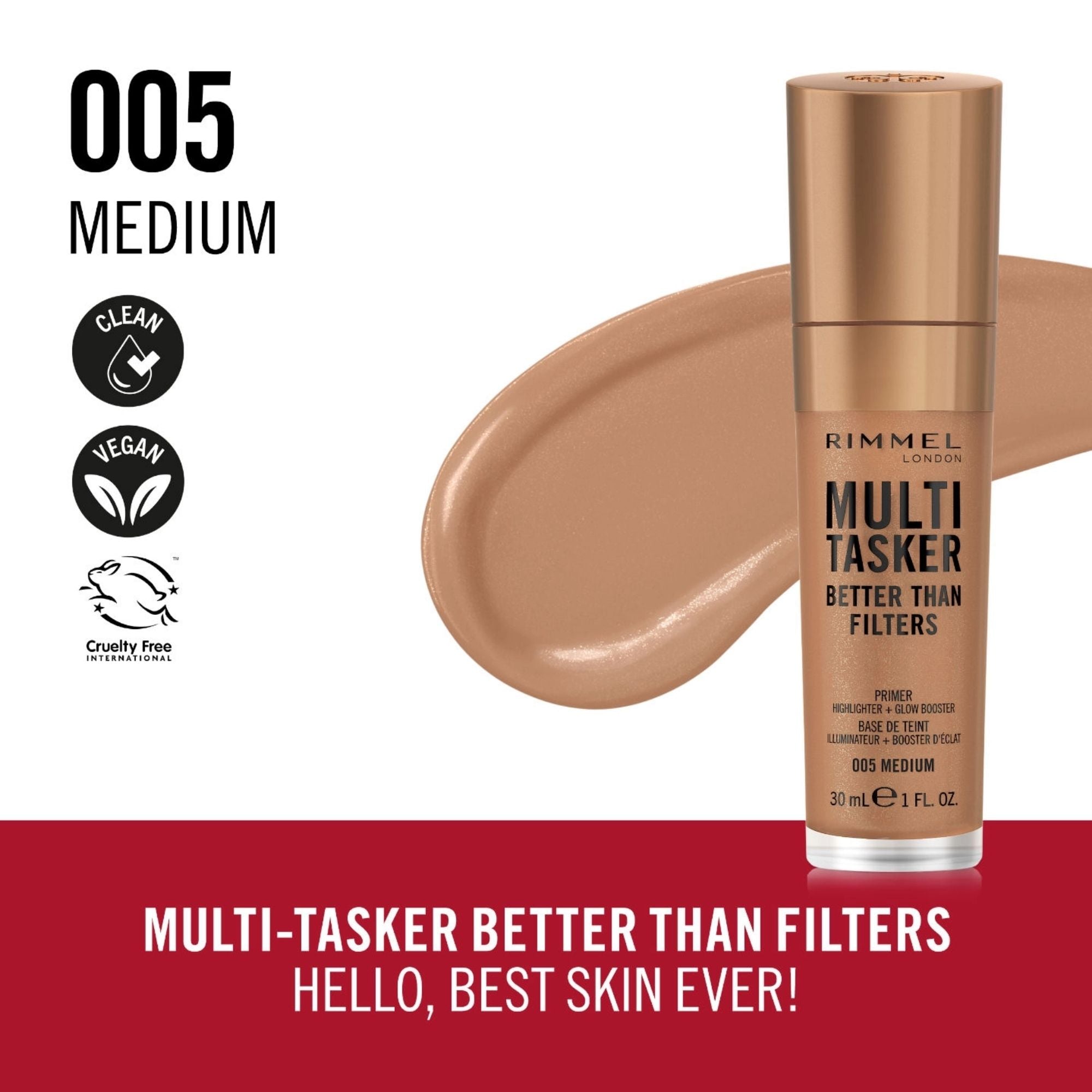 Rimmel Multi Tasker Better Than Filters Primer Highlighter+Glow Booster 005 Medium 30ml