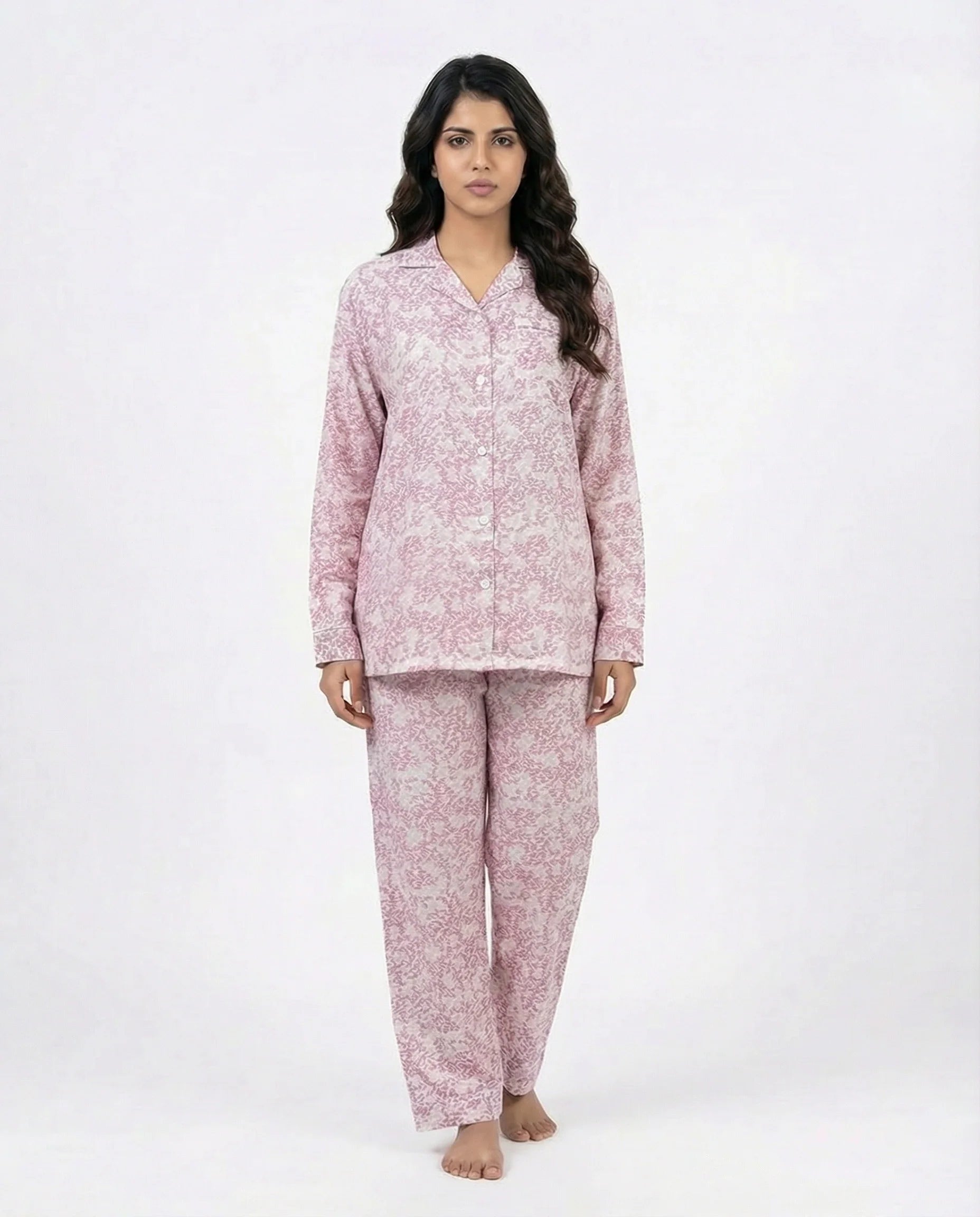 Sajiero Linen Pajama Suit Rose Cloud