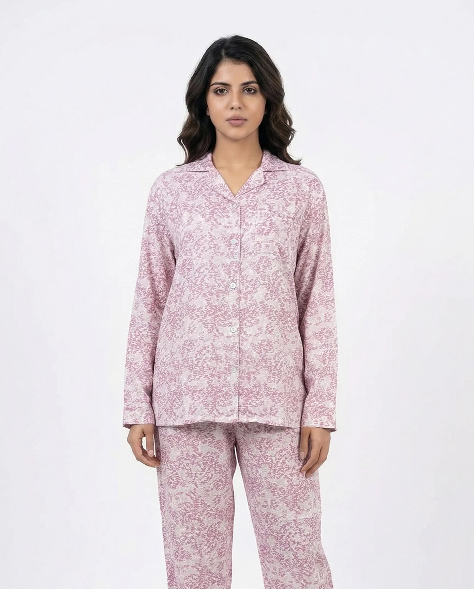 Sajiero Linen Pajama Suit Rose Cloud