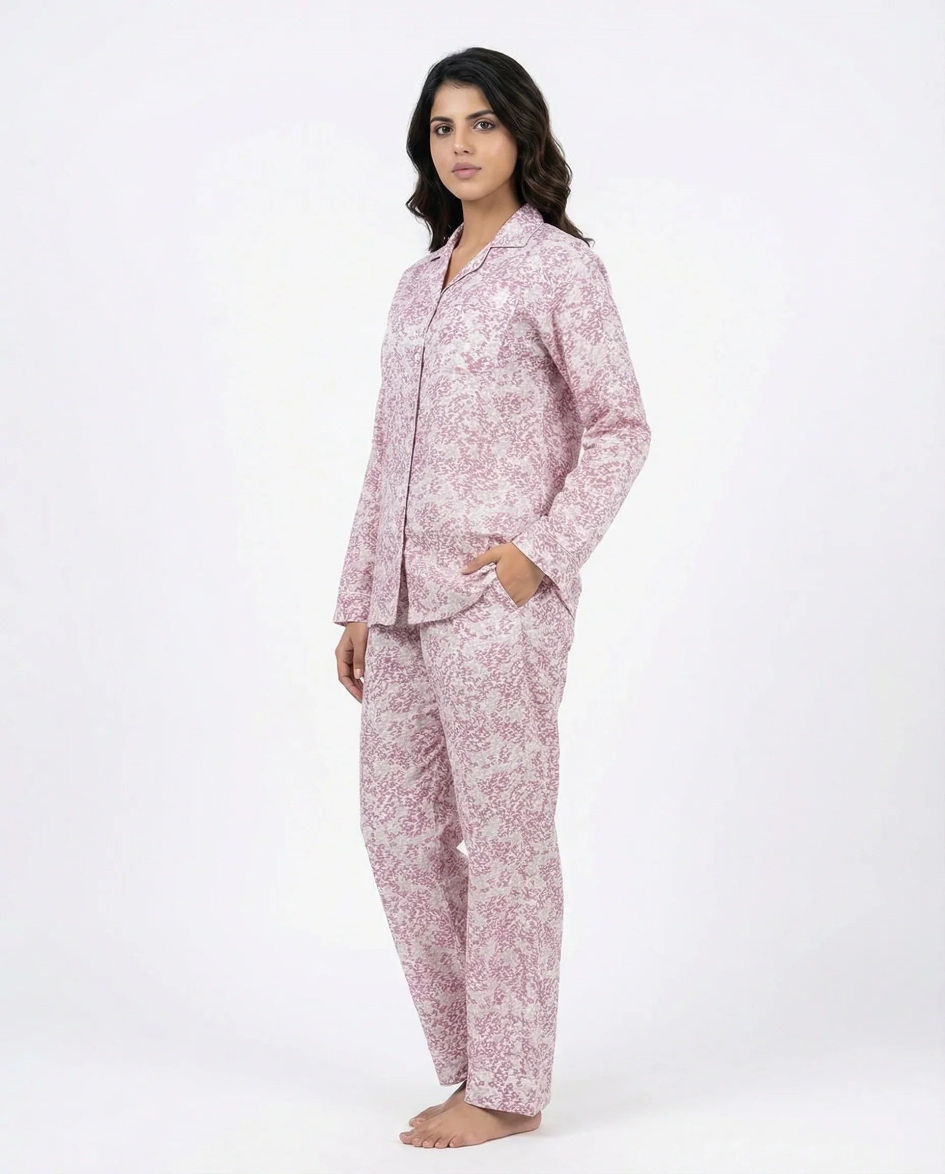 Sajiero Linen Pajama Suit Rose Cloud