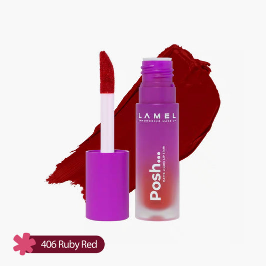 Lamel Posh Matte Liquid Lip Stain 406 Ruby Red 4gm