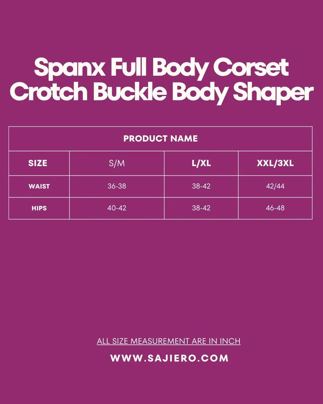 Sajiero Spanx Full Body Corset Crotch Buckle Body Shaper