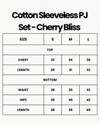 Sajiero Cotton Sleeveless PJ Set Cherry Bliss White
