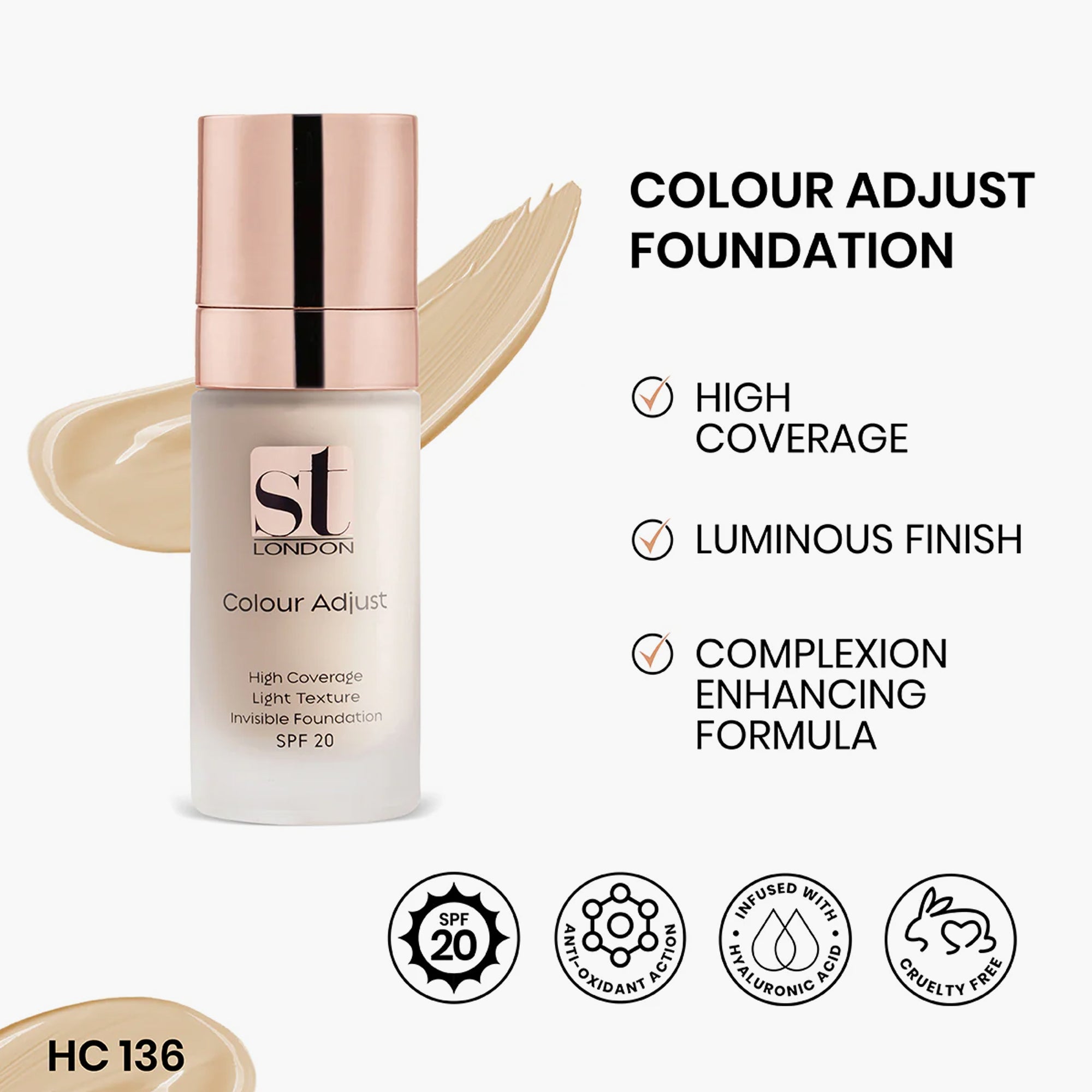 ST London Color Adjust High Coverage Foundation HC 136 30ml
