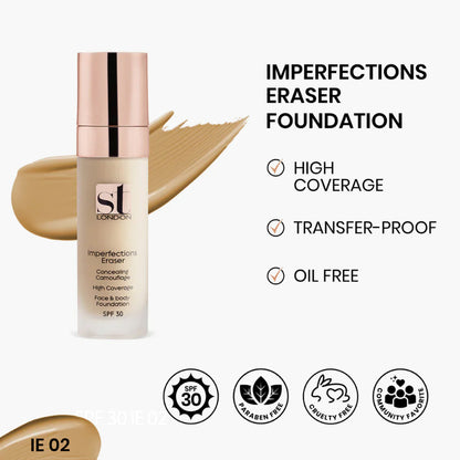 ST London Imperfection Eraser Concealing Camouflage High Coverage Foundation SPF 30 IE 02 30ml