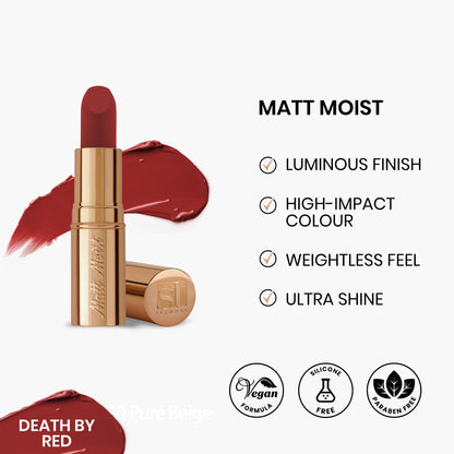 ST London Matt Moist Long-Lasting Lipstick Death by Red 4.5gm