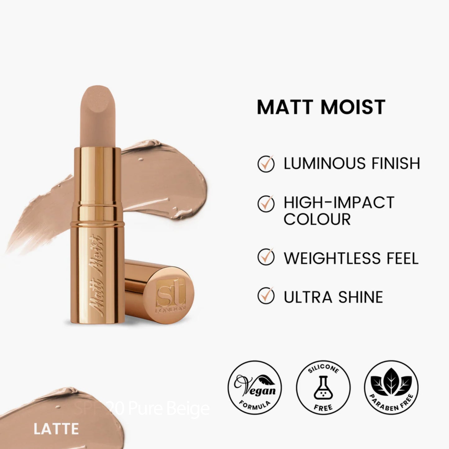 ST London Matt Moist Long-Lasting Lipstick Latte 4.5gm