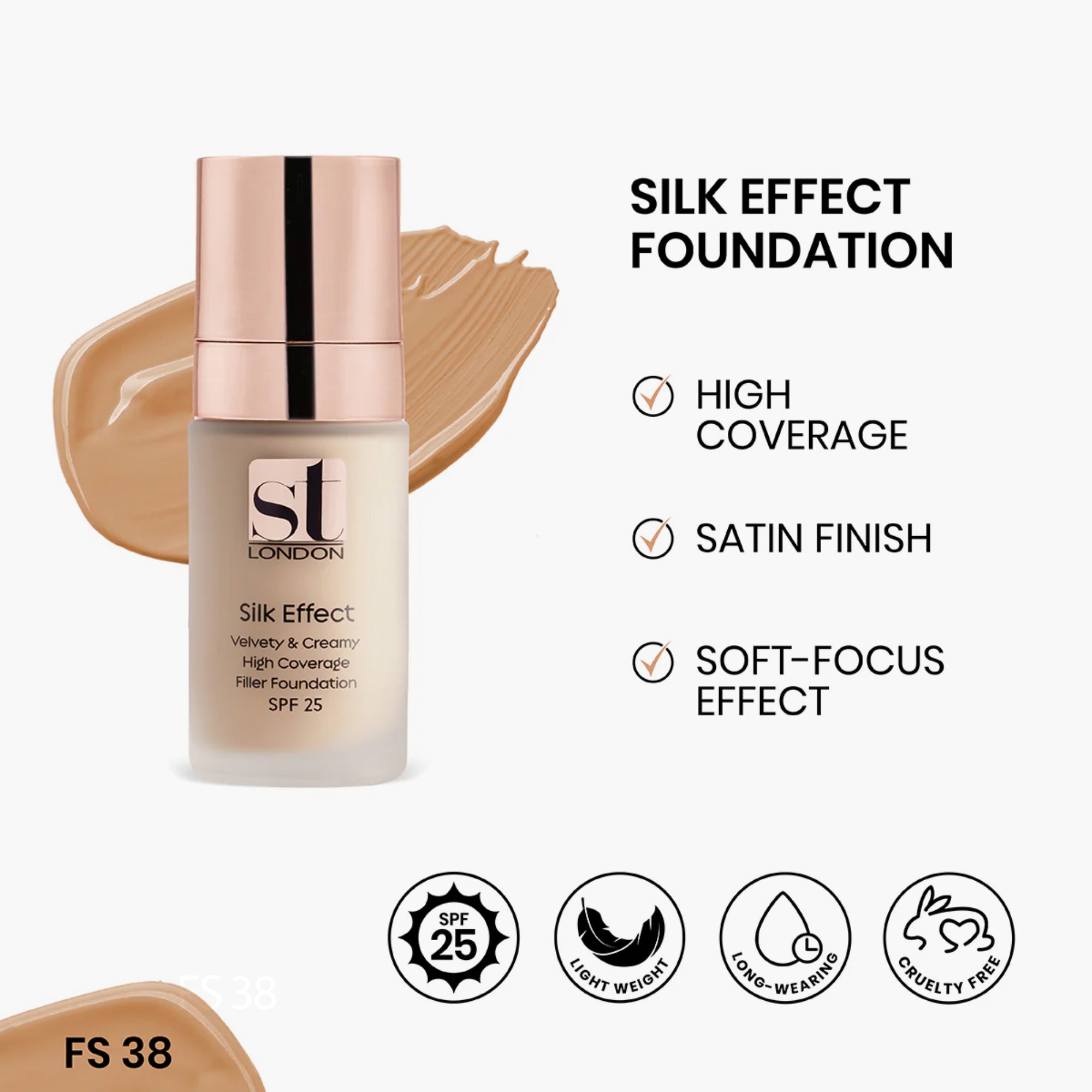 ST London Silk Effect Velvety And Creamy High Coverage Filter Foundation SPF 25 FS 38 30ml