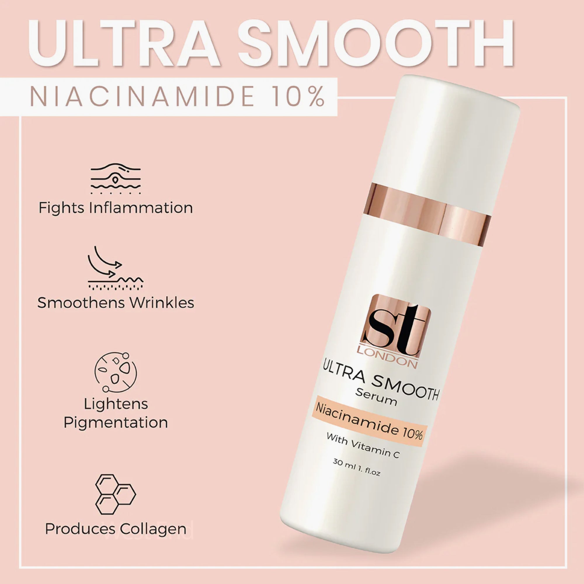 ST London Ultra Smooth Serum Niacinamide 10% With Vitamin C 30ml