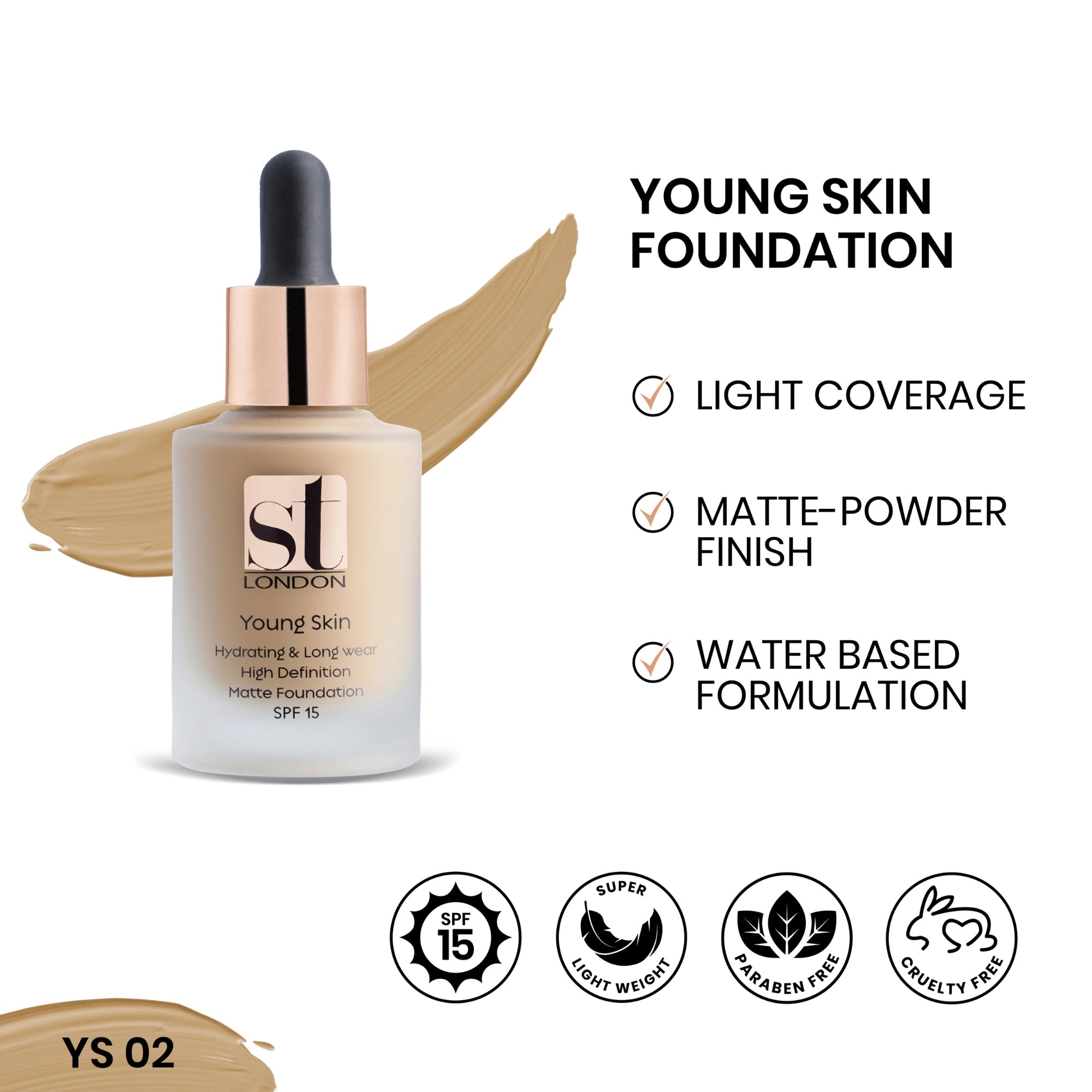 ST London Young Skin Hydrating And Long Wear Matte Foundation SPF 15 30ml - YS 03