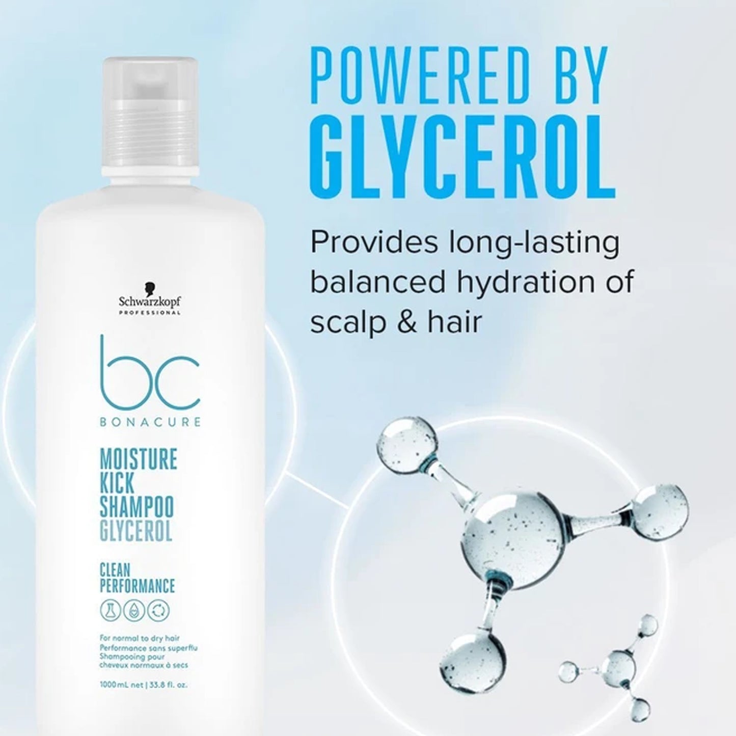Schwarzkopf BC Bonacure Moisture Kick Shampoo Glycerol For Normal To Dry Hair 1000ml