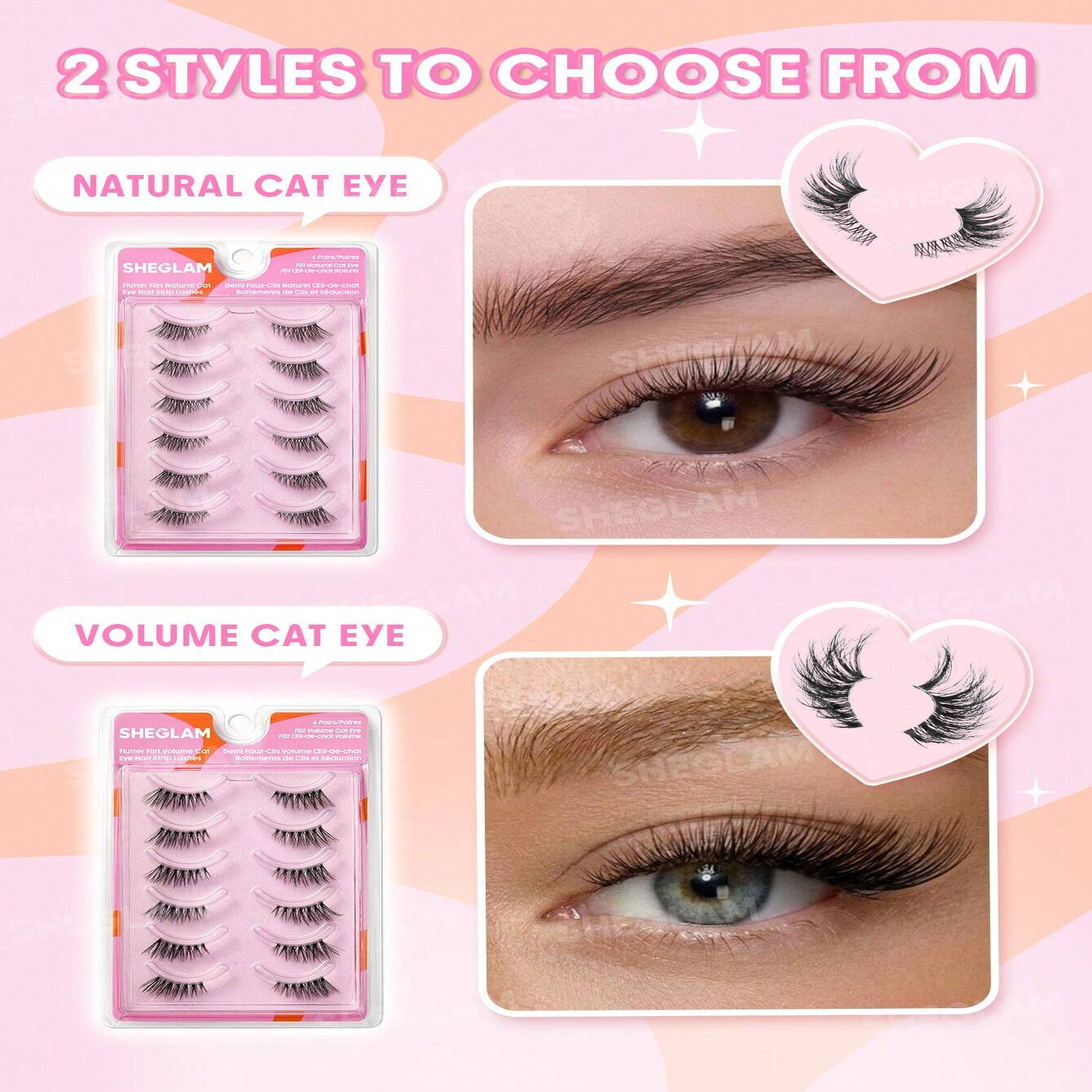 Sheglam Flutter Flirt Volume Cat Eye Half Strip Lashes