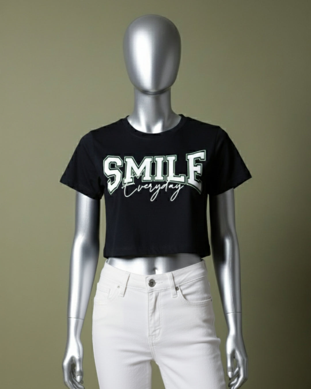 Loom Pakistan Smile Crop Top Black