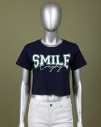 Loom Pakistan Smile Crop Top Navy Blue