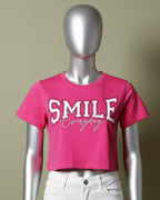 Loom Pakistan Smile Crop Top Neon Pink