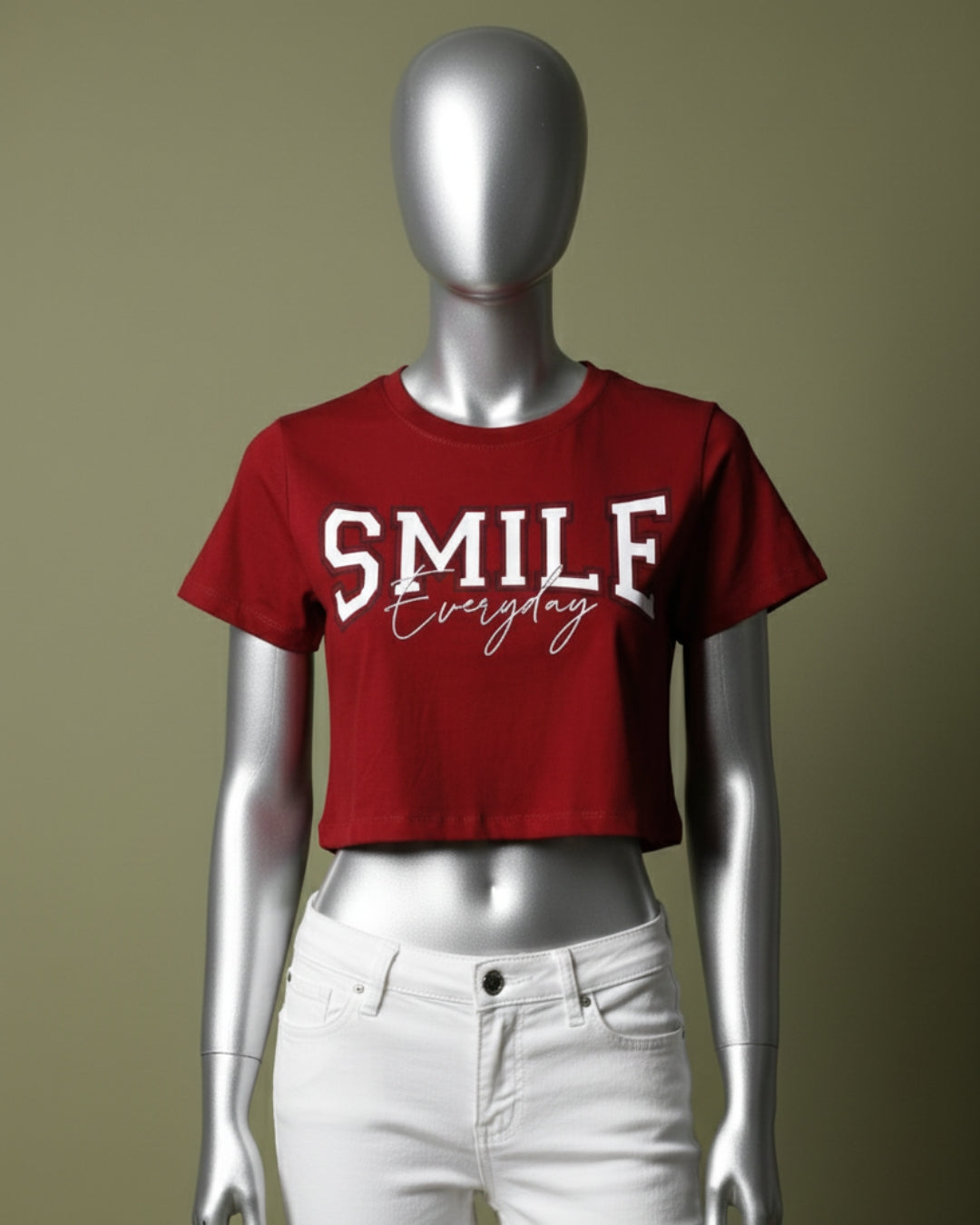 Loom Pakistan Smile Crop Top Red