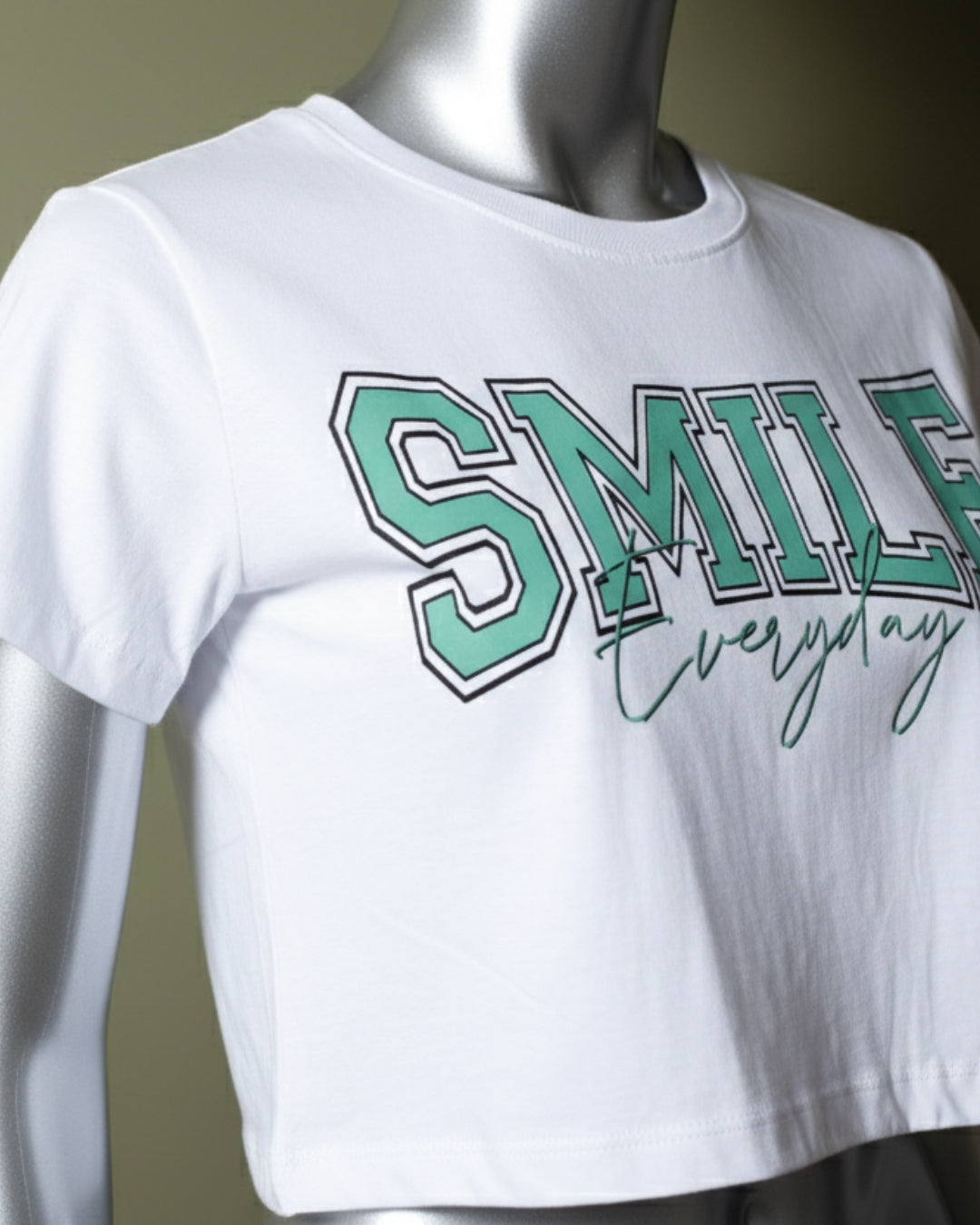Loom Pakistan Smile Crop Top White