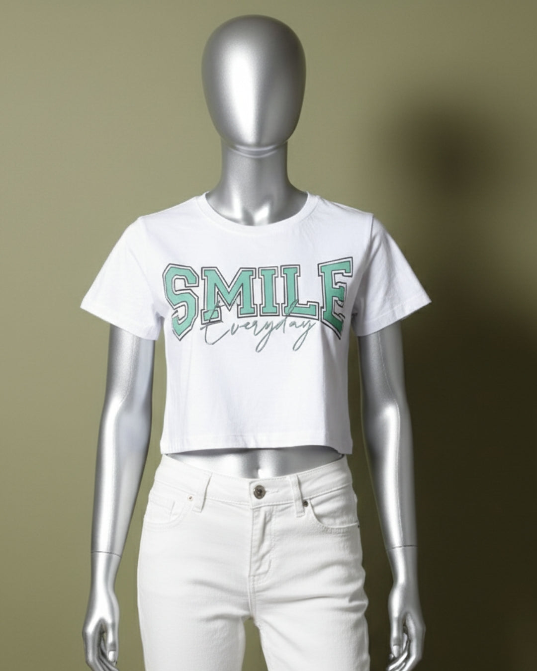 Loom Pakistan Smile Crop Top White