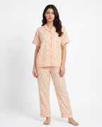 Sajiero Summer Crinkled Pajama Suit Flora Peach