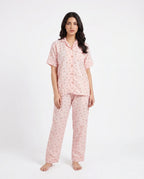 Sajiero Summer Crinkled Pajama Suit Flora Pink
