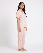Sajiero Summer Crinkled Pajama Suit Flora Pink