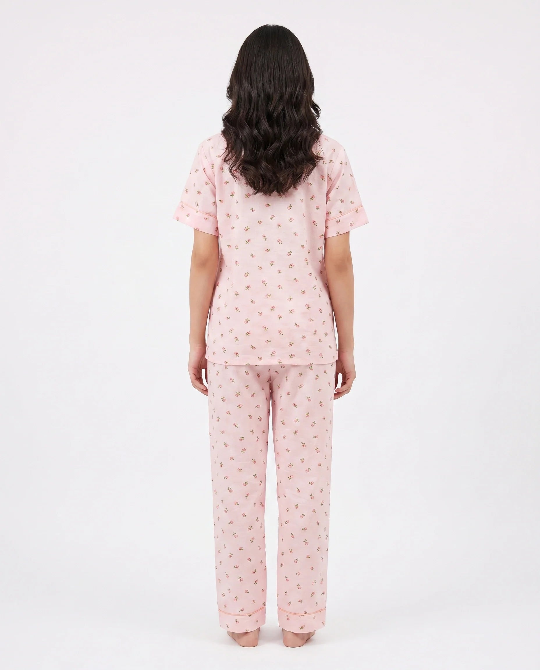 Sajiero Summer Crinkled Pajama Suit Flora Pink