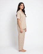 Sajiero Summer Crinkled Pajama Suit Flora Brown