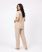 Sajiero Summer Crinkled Pajama Suit Flora Brown
