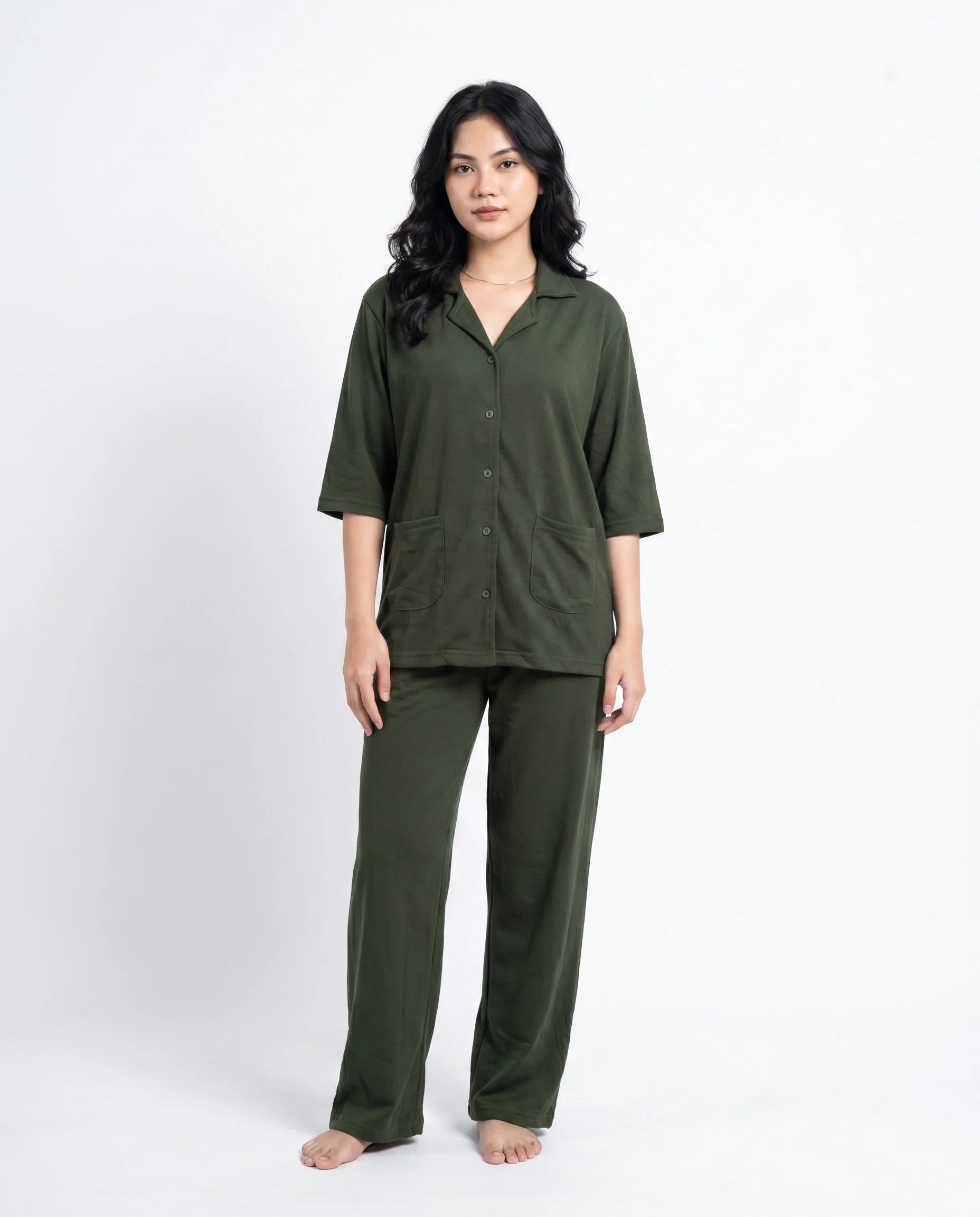 Sajiero Summer Loungewear Set Softco Dark Green