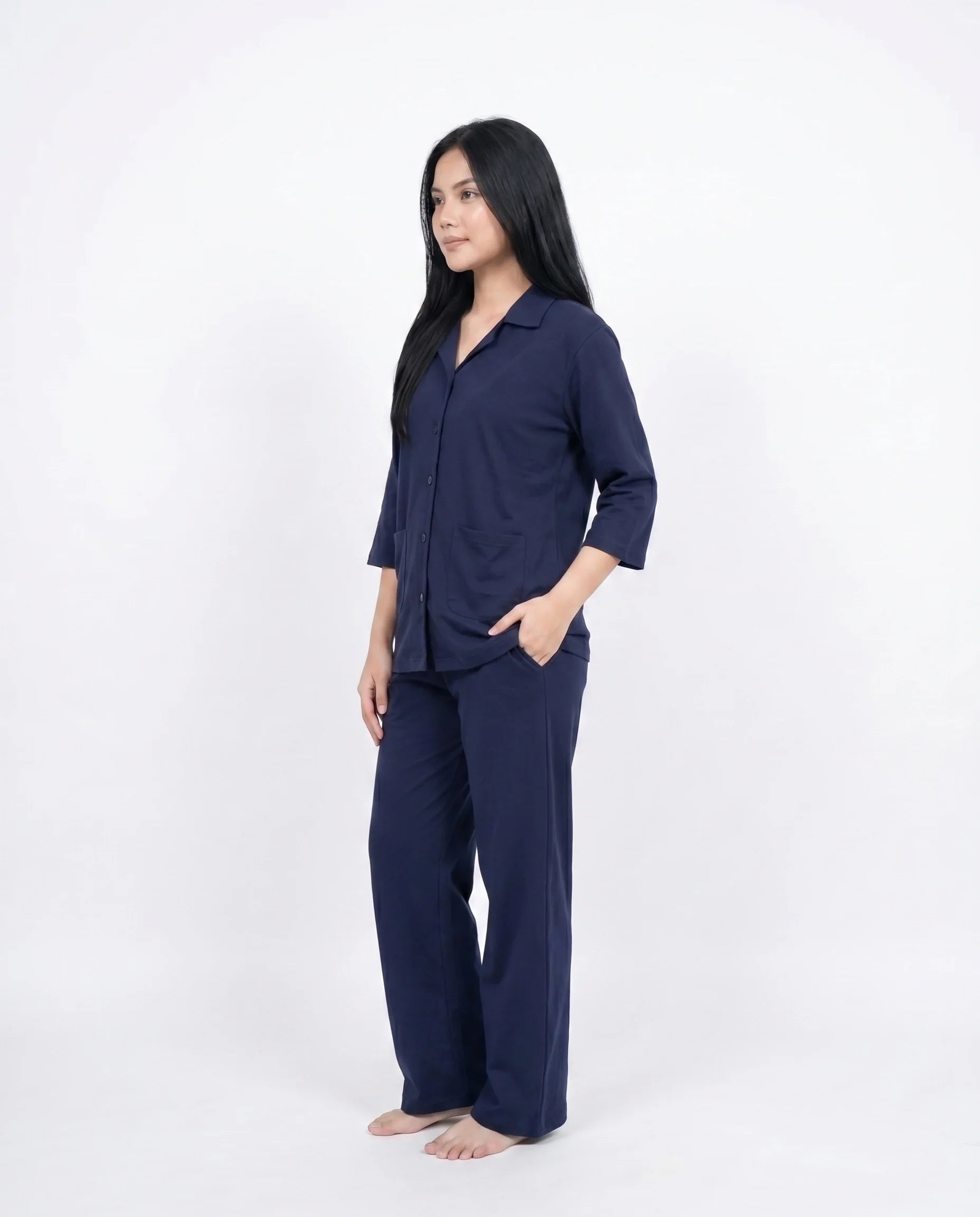 Sajiero Summer Loungewear Set Softco Navy Blue