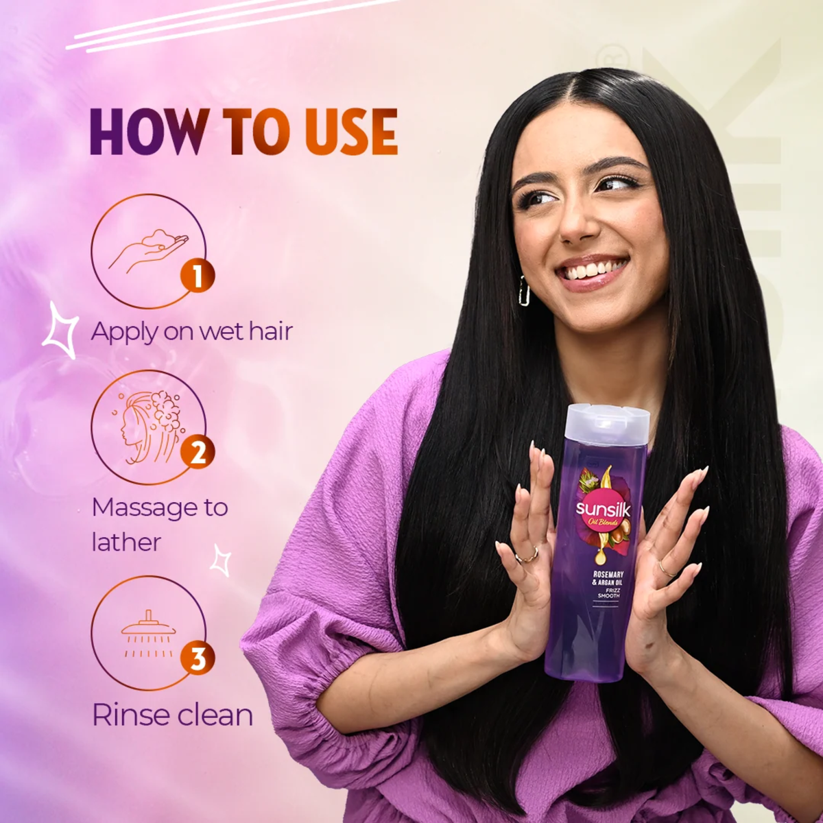 Sunsilk Oil Blends Rosemary & Argan Oil Frizz Smooth Shampoo