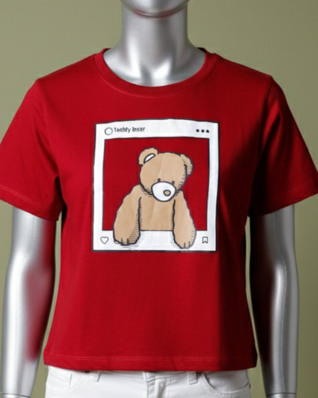 Loom Pakistan Teddy Crop Top Red