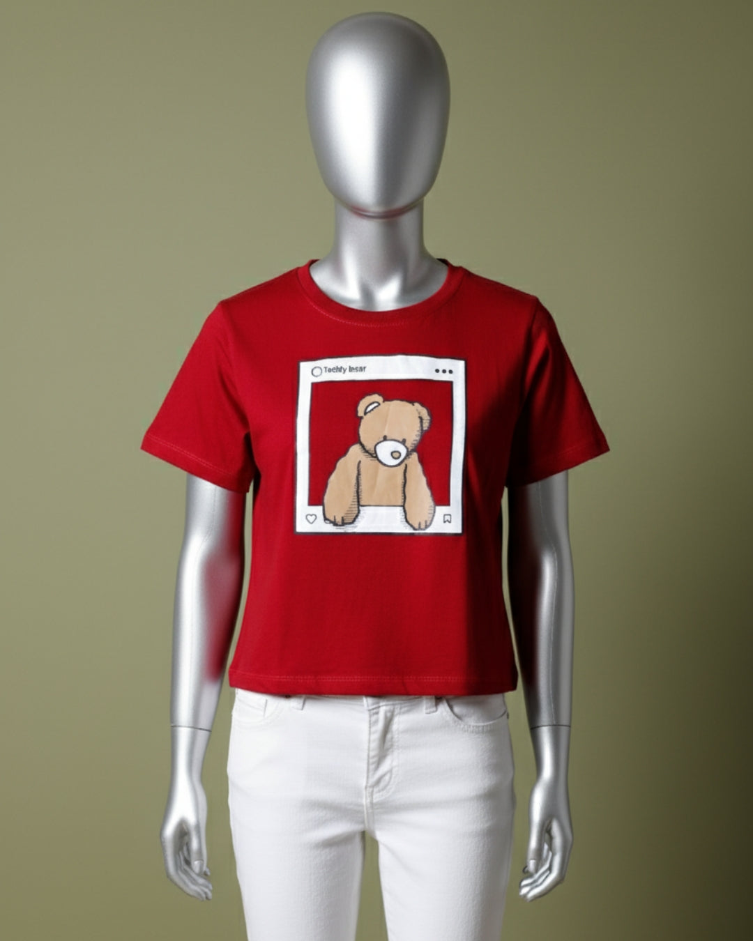 Loom Pakistan Teddy Crop Top Red
