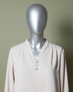 Loom Pakistan Triple Button V-Neck Top Beige