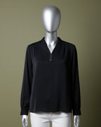 Loom Pakistan Triple Button V-Neck Top Black