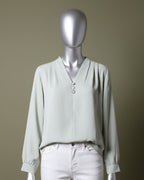 Loom Pakistan Triple Button V-Neck Top Mint Green