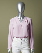 Loom Pakistan Triple Button V-Neck Top T-Pink