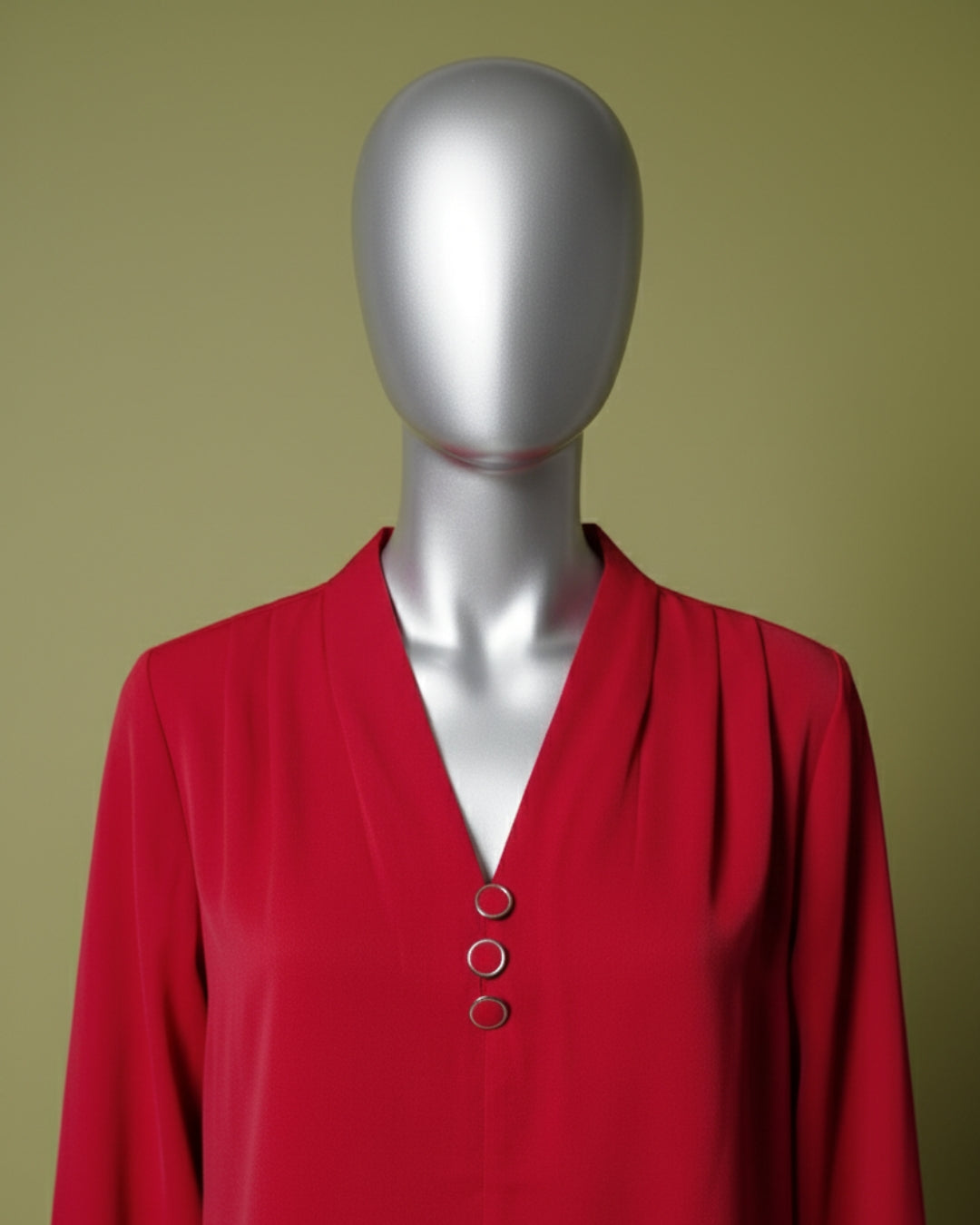 Loom Pakistan Triple Button V-Neck Top Maroon