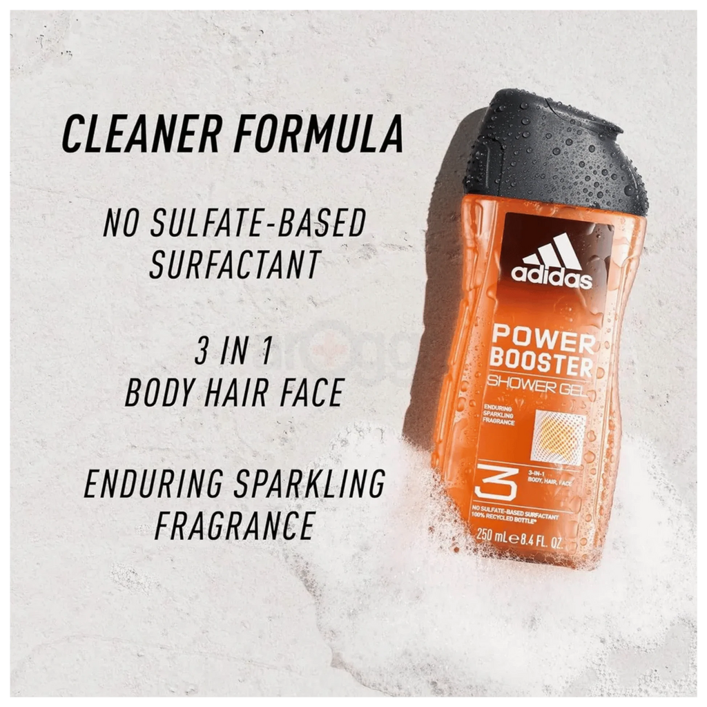 Adidas Power Booster 3 in 1 Body, Hair, Face Shower Gel For Men 250ml