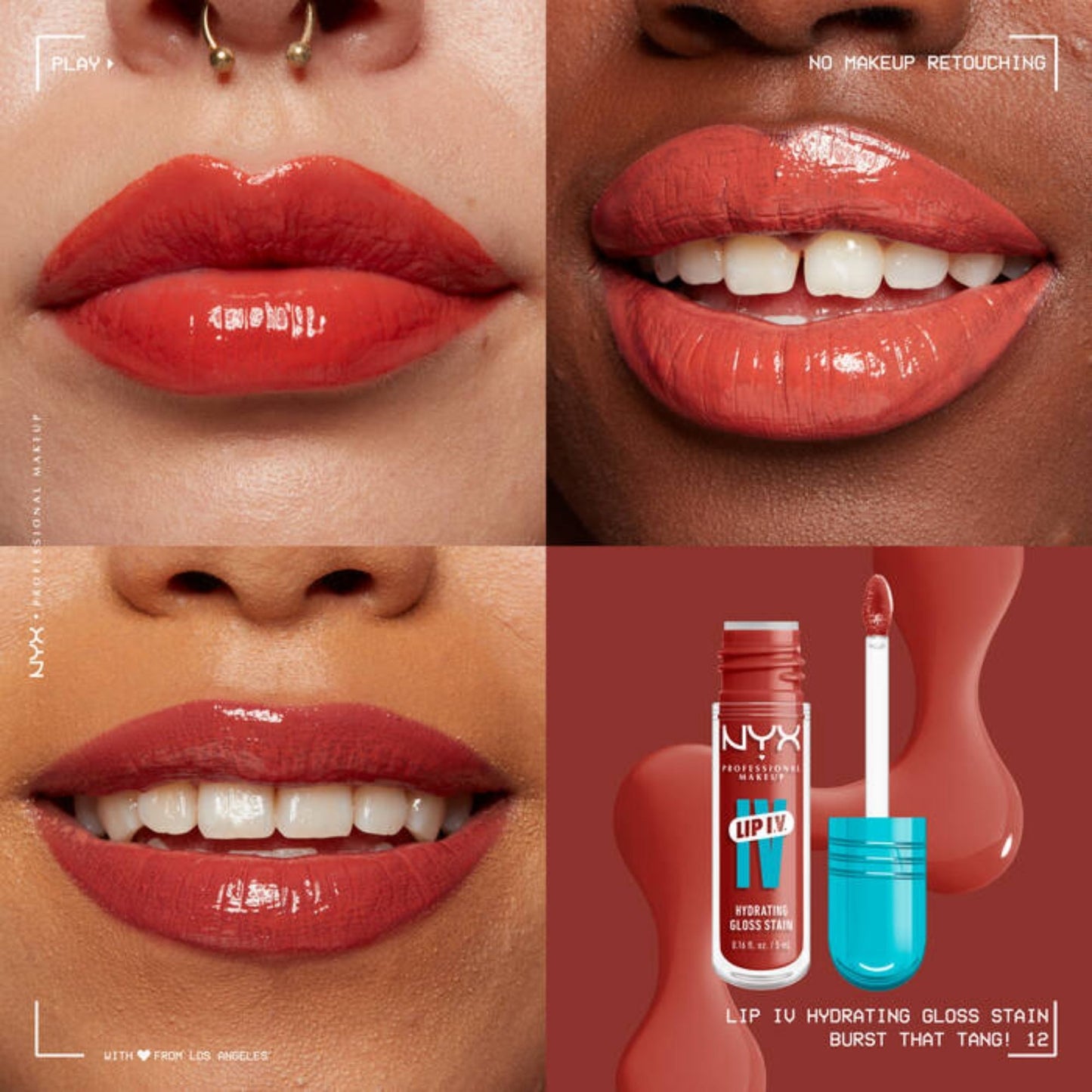 NYX Lip IV Hydrating Gloss Stain 12 Burst That Tang 5ml