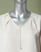 Loom Pakistan V-Neck Top with Charm Beige