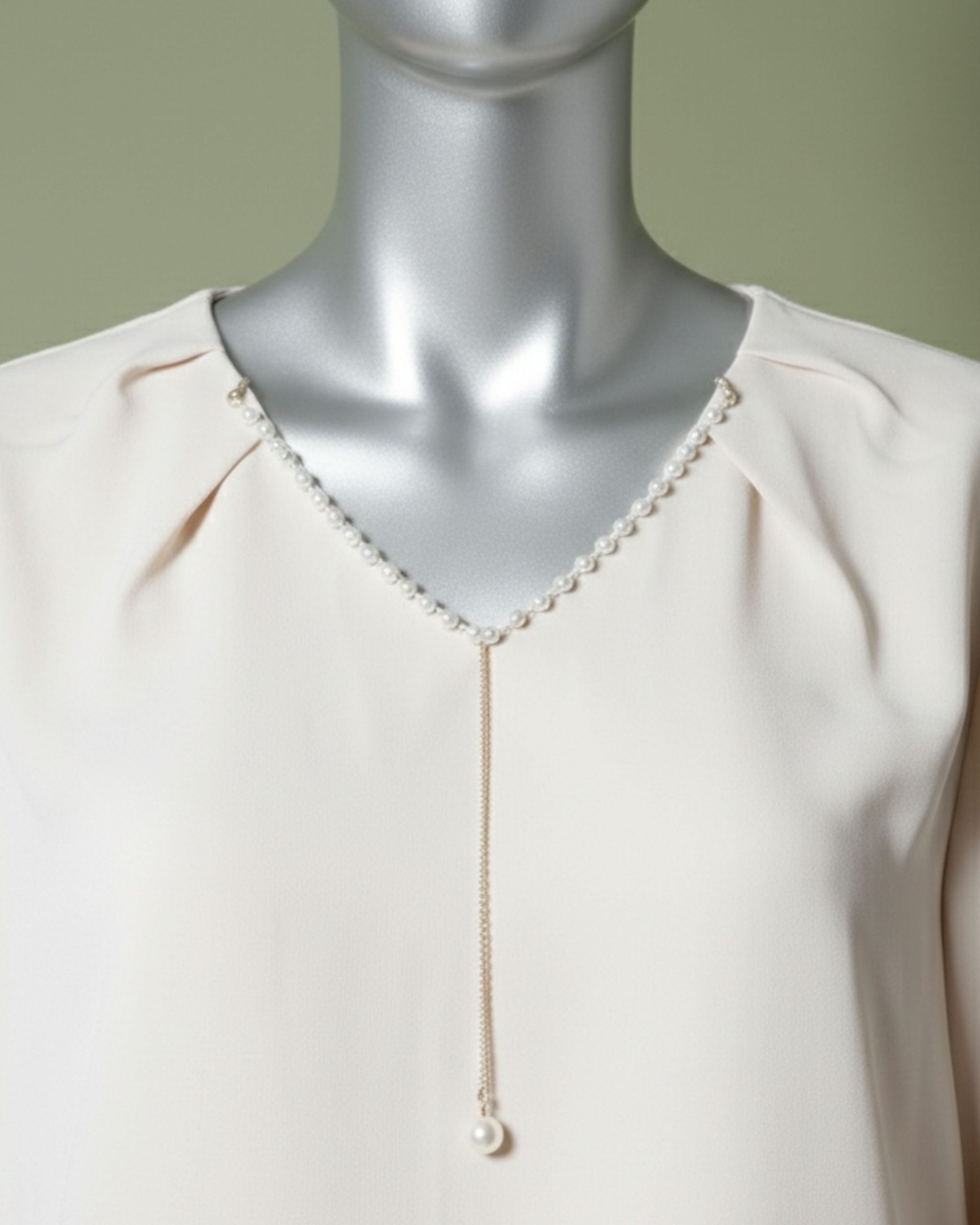 Loom Pakistan V-Neck Top with Charm Beige