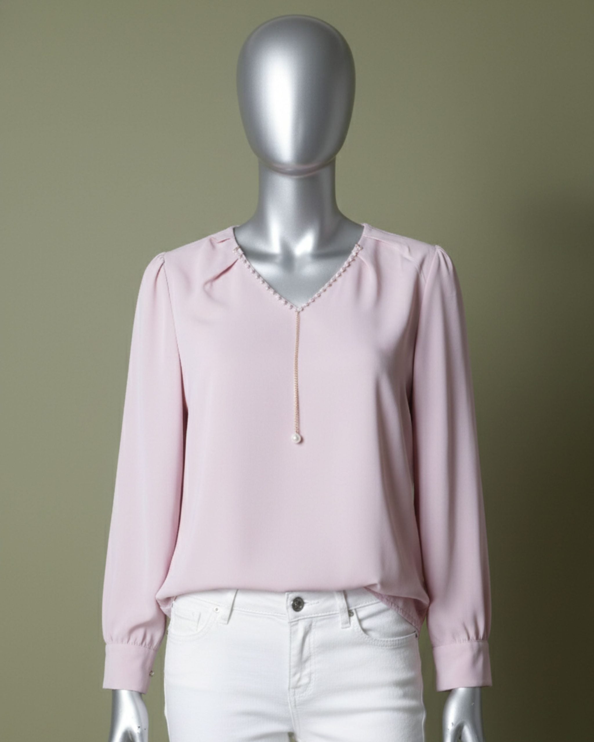 Loom Pakistan V-Neck Top with Charm T-Pink