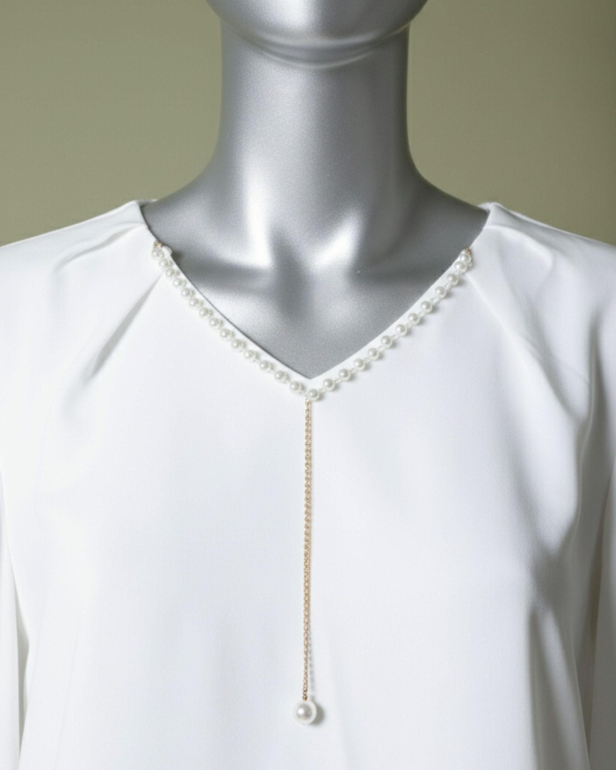 Loom Pakistan V-Neck Top with Charm White