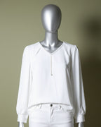 Loom Pakistan V-Neck Top with Charm White
