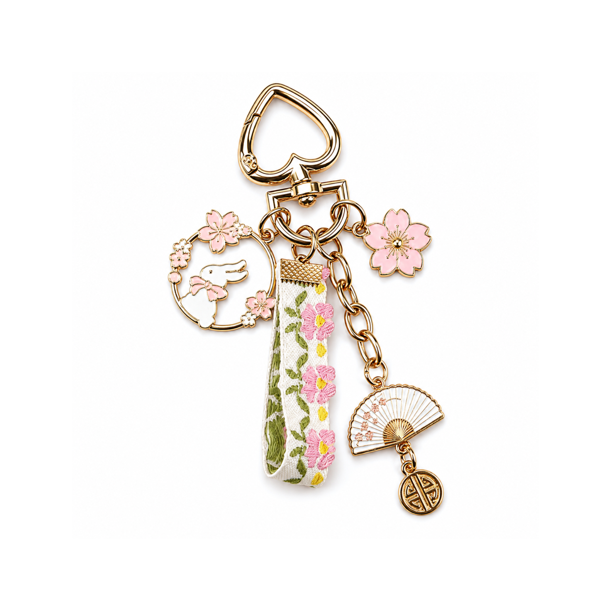 VAYL Beauty Cute Rabbit Folding Fan Woven Fabric Keychain