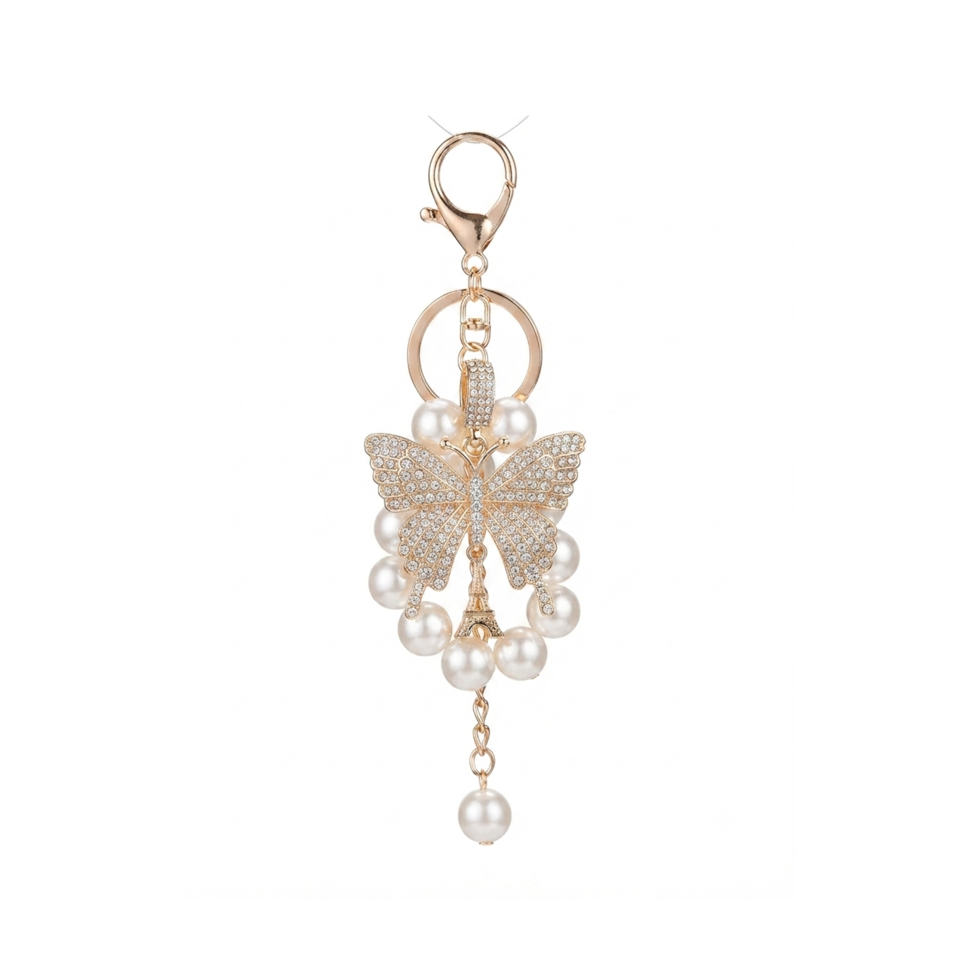 VAYL Beauty Faux Pearl & Rhinestone Butterfly Keychain